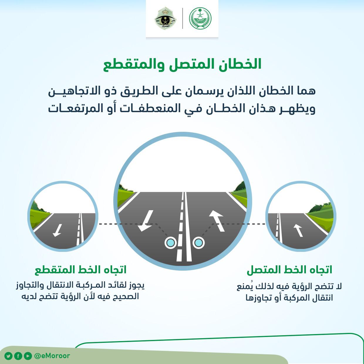 المرور السعودي يُوضح طرق التعامل مع الخطوط التي تفصل بين الحارات المرورية !